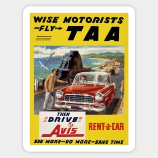 Vintage Travel Poster Wise Motorists Fly TAA Australia Sticker